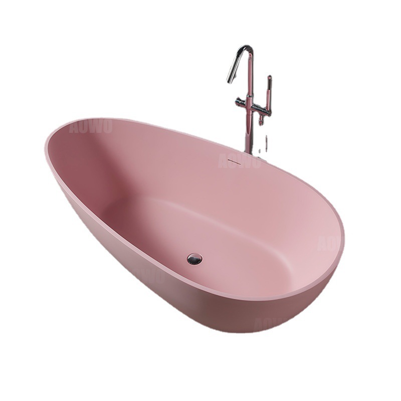Aowo baño bañera de piedra artificial hogar independiente baño adulto Oval Qimei bañera de piedra baño Baño