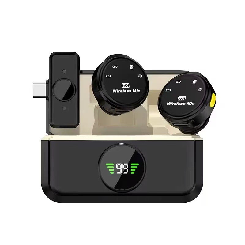New Button-Type Magnetic Wireless Lavalier Microphone for Outdoor Mobile Phone Live Streaming, Video Recording, Noise Reduction Wireless Microphone