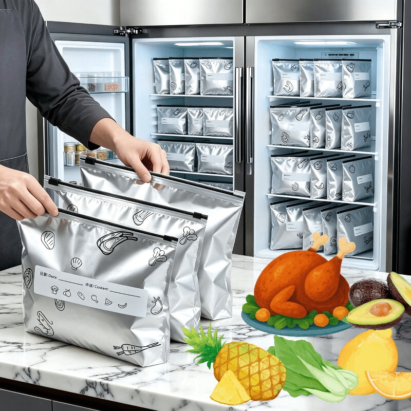 Reusable Washable Vacuum Seal Bags Aluminum Foil Fresh-Keeping Bags Seal Bags with Date Labels Storage Bags Reusable Washable Vacuum Seal Bags Aluminum Foil Fresh-Keeping Bags Seal Bags with Date Labels Storage Bags