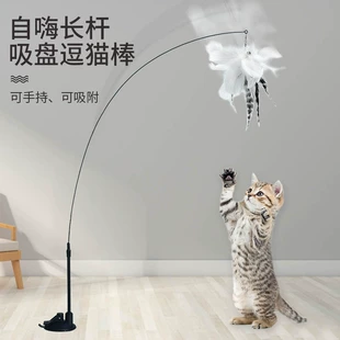 Cat teasing cat stick feathers with bell new suction cup into a kittens steel filament lazy self -hi cat toy teasing cat stick 6