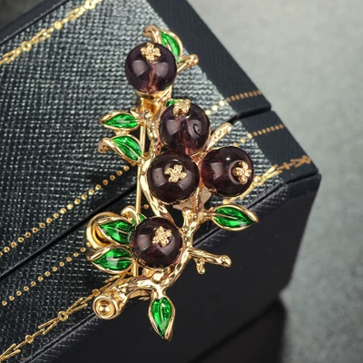 Brooch Cross-border Women's Elegant — Yaxa sancaqları - pomegranate-brooch-purple