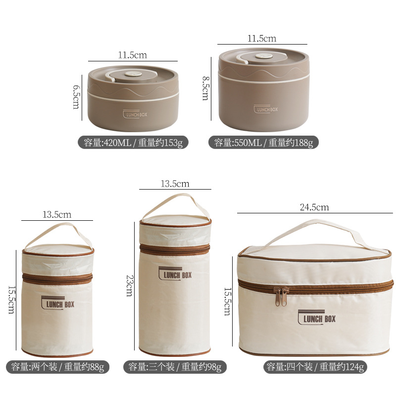 Caja de almuerzo aislada de acero inoxidable 304 sellado redondo caja de almuerzo portátil caja de almuerzo caja de oficina estudiante