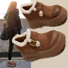 厚底勃肯鞋女2025新款冬季百搭内增高乐福鞋加绒加厚保暖轻便棉鞋