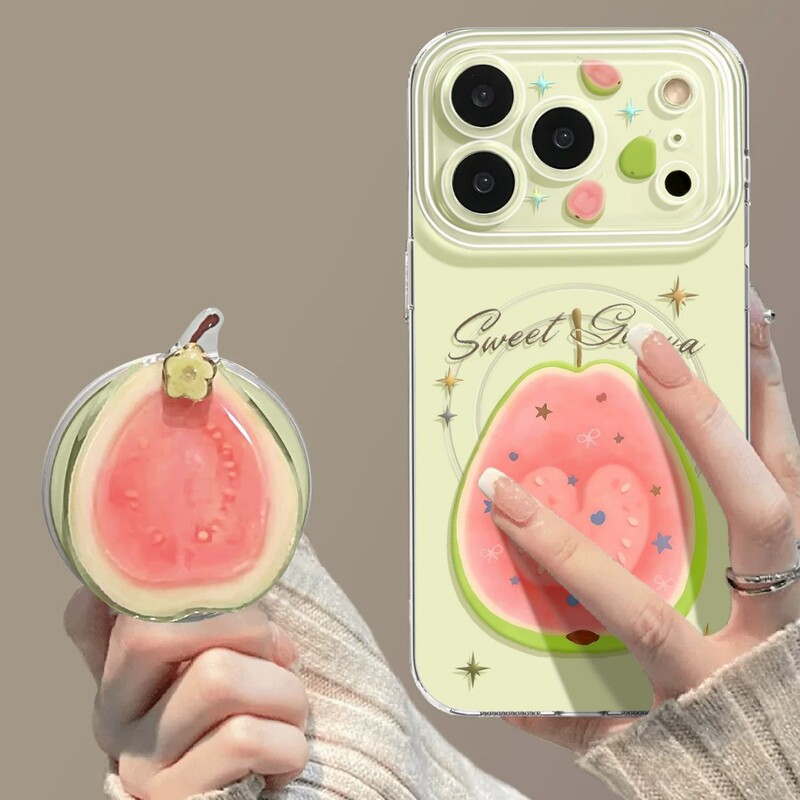 Guava Magnetic Phone Case with Stand Suitable for iPhone 17 Pro Max, Apple 16 Pro, Summer-Themed 15/14 Fresh Style 13 Case Guava Magnetic Phone Case with Stand Suitable for iPhone 17 Pro Max, Apple 16 Pro, Summer-Themed 15/14 Fresh Style 13 Case