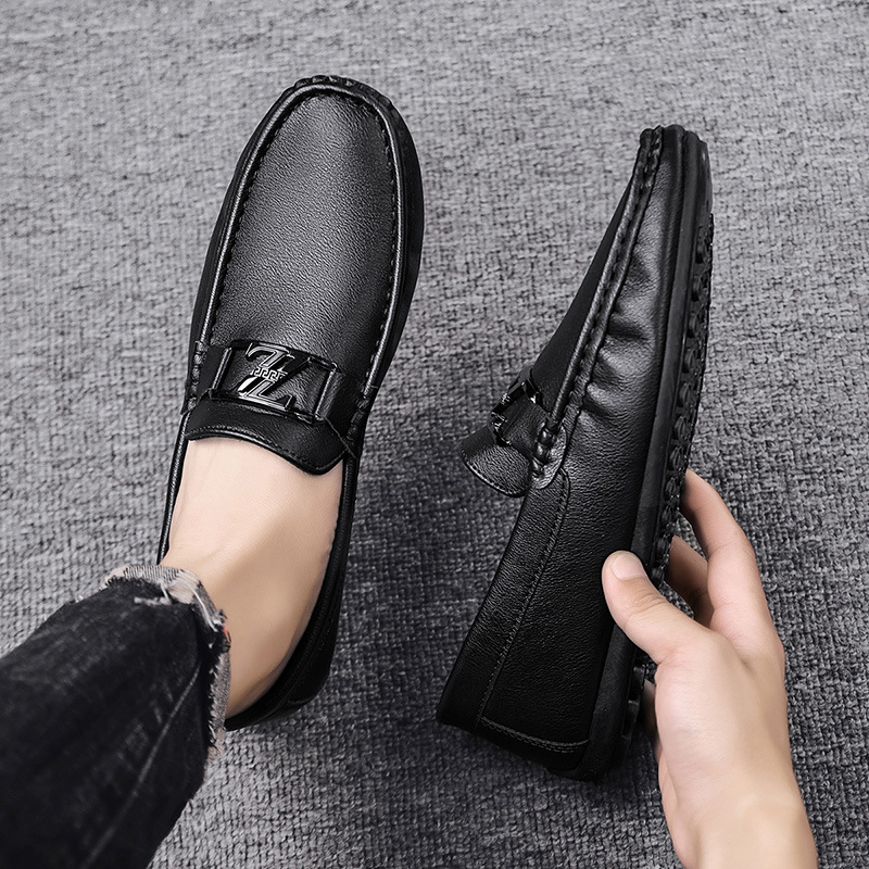 Putian Dou Dou Zapatos de sol suave para hombres perezoso un pedale de zapatos de hombre 2025 nuevas cuatro estaciones para conducir zapatos casuales para conducir zapatos de cuero