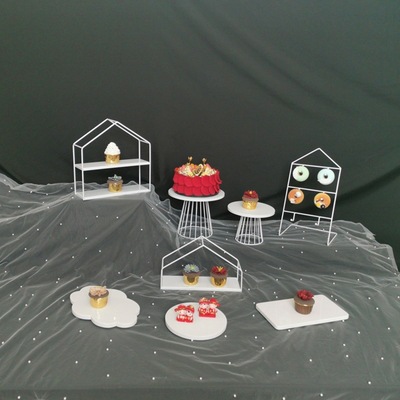 Decoración de mesa de postre de estilo europeo soporte de exhibición bandeja de pastel Decoración de mesa de boda traje creativo té de la tarde Merienda soporte image 13