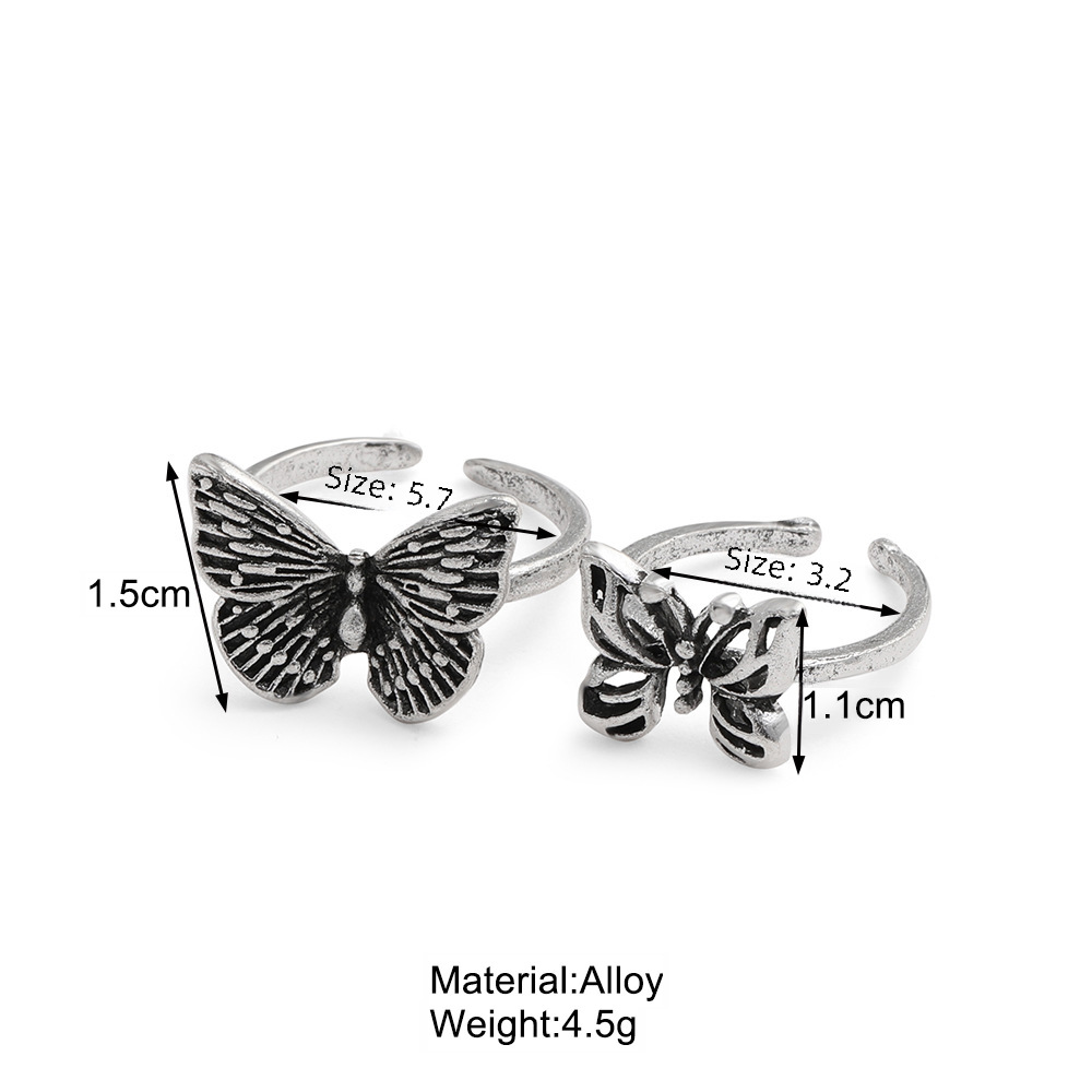 nuovo anello retrò a farfalla cava personalità tendenza moda anello congiunto set 2 pezzi_voghion.com