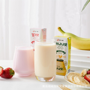 Binggre Banana Milk Korean Original Imported Strawberry Cantaloupe Taro Breakfast Milk 200ml*6 Boxes for Delivery