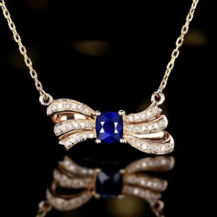 Fashion Jewelry Necklace Selection Premium 0.3 karat Sri Lanka Natural Sapphire Clavicle Chain 18K Gold Necklace