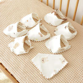 实力工厂婴儿口水巾针织印花纯棉婴儿三角巾新生宝宝吐奶巾围嘴