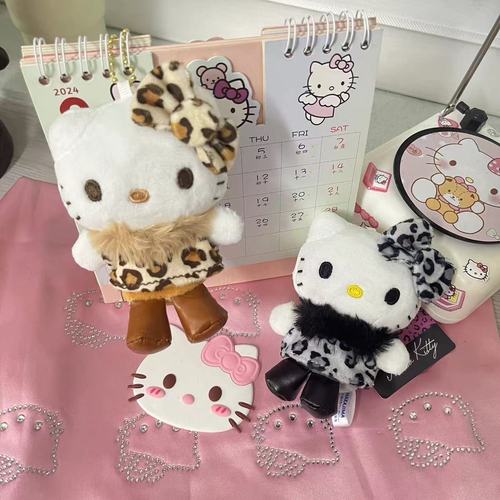 Cartoon hot sale new style leopard print KT pendant cute plush doll bag pendant hanging decoration backpack pendant wholesale