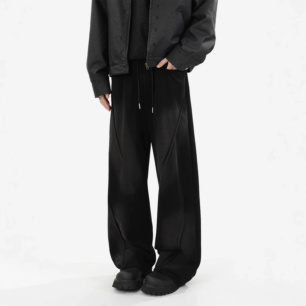 Серая защитная брюка мужская весенняя и осенняя американская высокая улица прилив ретро тяжелый вес, повседневные брюки свободные прямые брюки