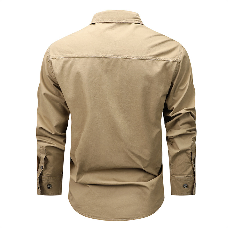Nuevas camisas de manga larga de hombre otoño y invierno de mediana edad juvenil chaqueta de ropa casual de moda chaqueta de camisa de color sólido