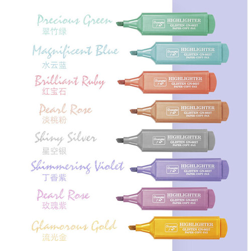 Guangna 6627 metallic color Morandi highlighter student rough marking key mark color pen wholesale