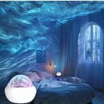 跨境水波纹星空投影灯小夜灯创意女生床头卧室激光动态星空投影灯