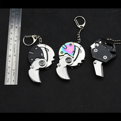 硬币口袋户外折叠小刀锋利随身袖珍挂件颈钥匙迷你EDC工具水果刀