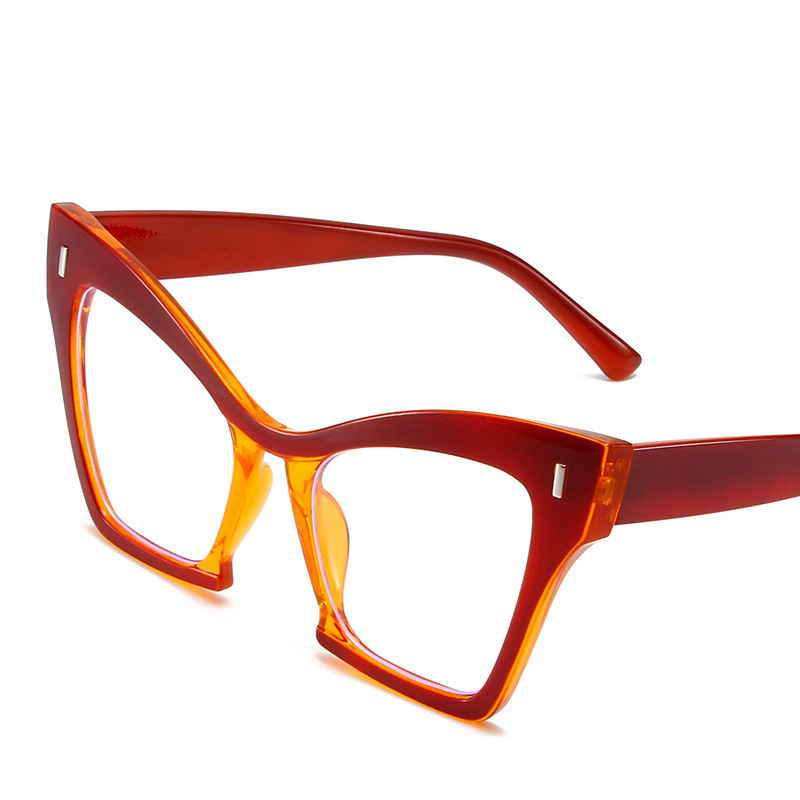 Marco grande transfronterizo a juego de color, cara sin personalidad, ojos de gatito, lente plana anti-luz azul, gafas de montura de miopía europeas y americanas