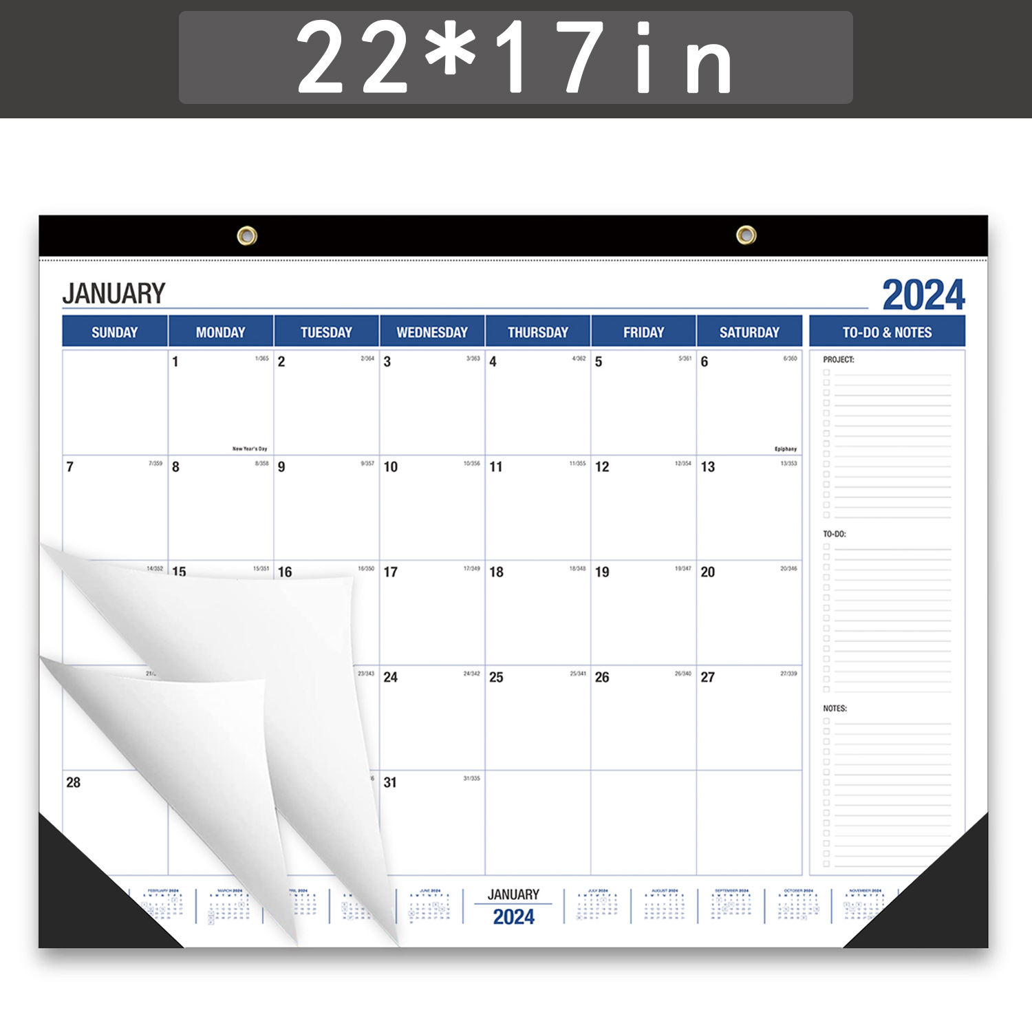 Cross-Border Amazon 2024-25 English Large Monthly Wall Calendar 18 Months Simple Desktop Desk Calendar