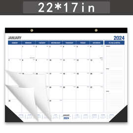 跨境亚马逊2024-25年英文大号日历18个月墙上挂历简约桌面台历