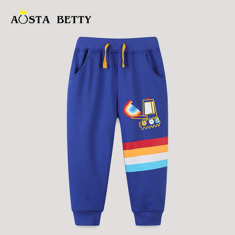 Autumn New Cartoon Printed Boys' Sweatshirt Pants European and American Style Trousers Trousers for Middle and Small Children