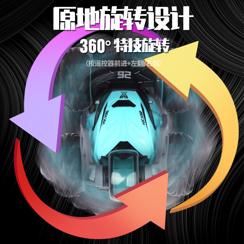 Coche volquete de acrobacias de control remoto Coche ligero para niños de juguete todoterreno de 5 ruedas recargable Coche de carreras giratorio de 360 grados