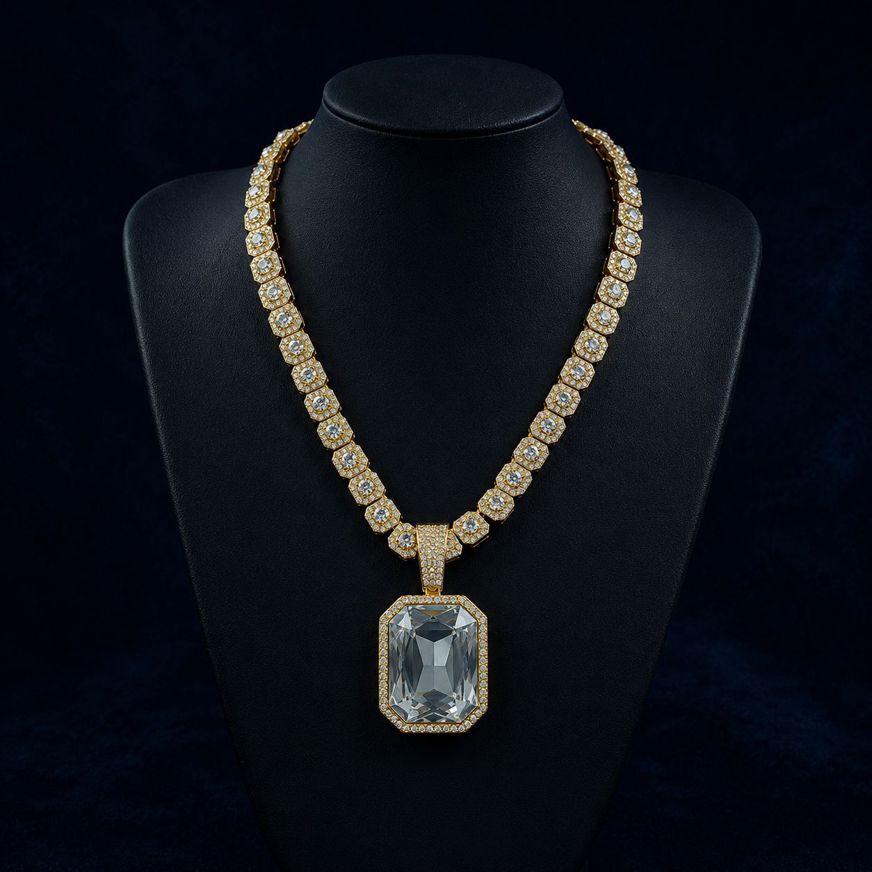 Nuevos productos de venta caliente de azúcar cuadrado de diamantes de color cubano con colgante de gemas de color clásica joyas de collar de hombre