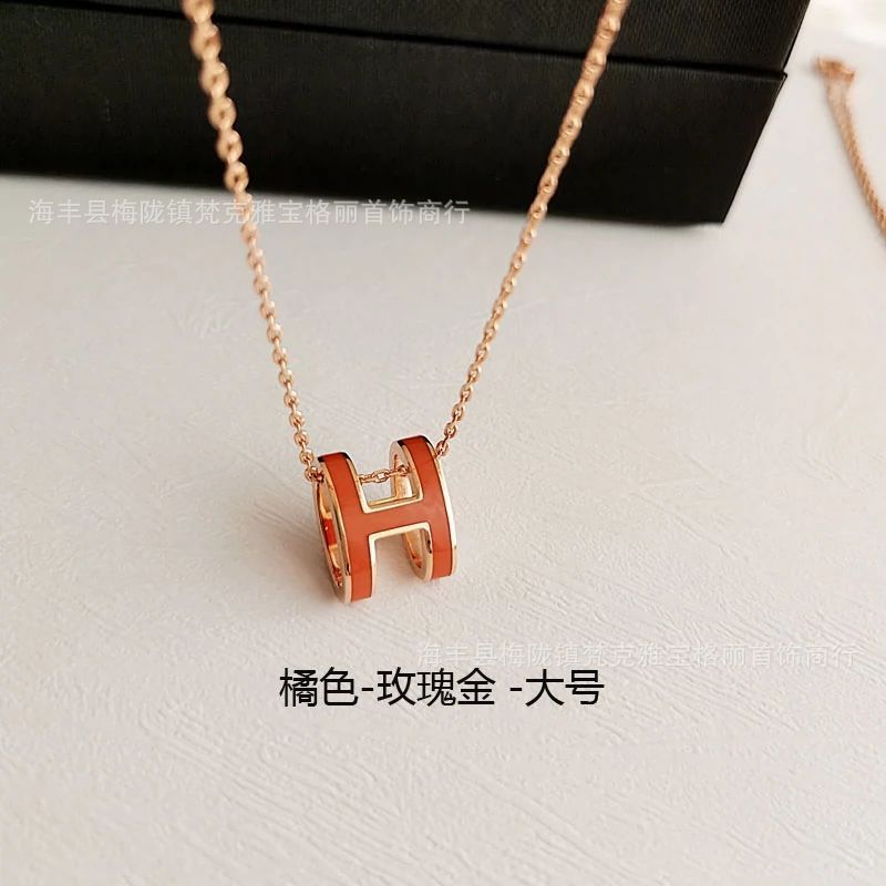 CNC新型H字エナメルネックレス女性メッキ18kバラ金鎖鎖ネット赤ファッション流行生放送代発|undefined