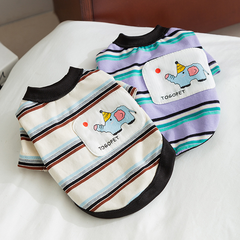 Primavera y verano gatos sin pelo gatitos pequeños gatos dibujos animados rayados como camisetas de dos patas gatitos perros lindos ropa de mascotas