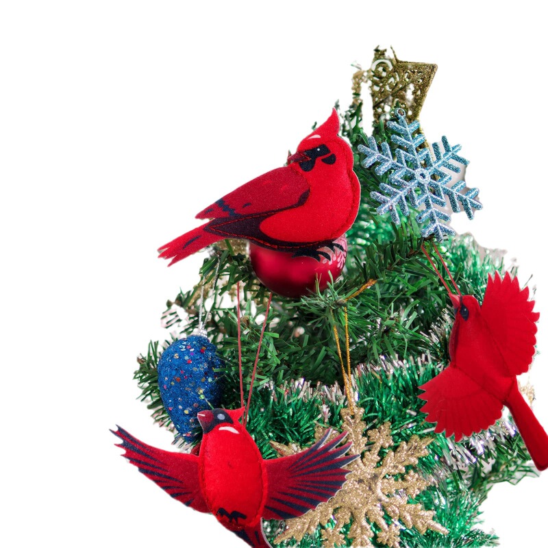 10ピースクリスマス赤い鸟人工クリスマス赤い鸟フェルトシミュレーション赤い鸟の装饰クリスマスツリー用|undefined