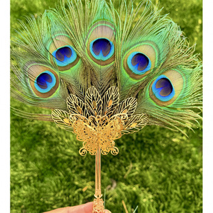 Peacock Feather Fan Handheld Fan Small Shooting Props Wedding Fan Live Broadcast Fan