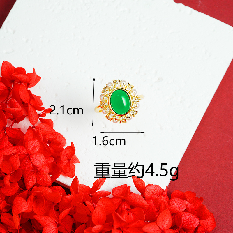 Guochao vietnamita collar de oro de arena retrógrado diamantes perlas anillo de encaje conjunto de mujeres atmósfera de diseño de joyería suministro