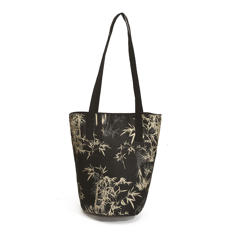 Nuevo bolso de cubo chino 2025 nuevo bolso femenino de seda bolso de bambú de estilo nacional bolso de hombro de caqui de alta calidad marea