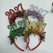 工厂现货跨境新款2027新年发箍2027新年眼镜雨新年跨年节日装扮