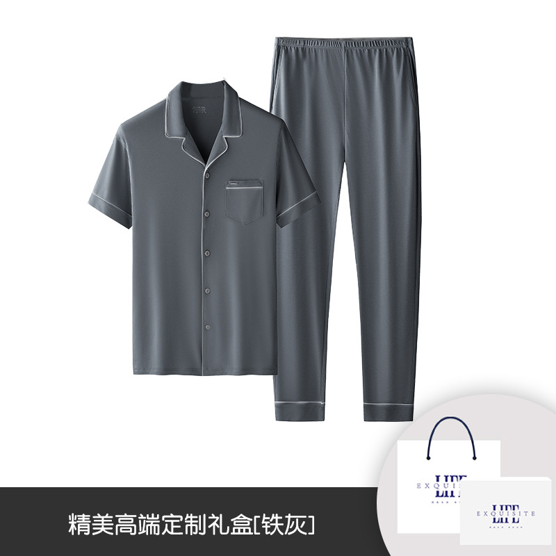 Water Soft Sky Silk Cotton Primavera y verano Traje de hombre Pantalones de manga corta Los niños delgados pueden salir a casa al por mayor