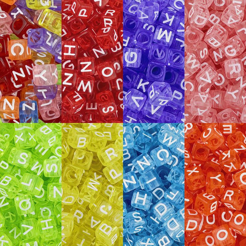 6*6mm square letter beads bright color monochrome acrylic beads loose beads beaded material DIY jewelry accessories