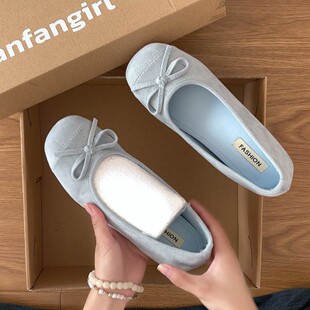 French style inner heightening bow ballet shoes for women 2026 new spring and autumn evening style with skirt single shoes beanie shoes