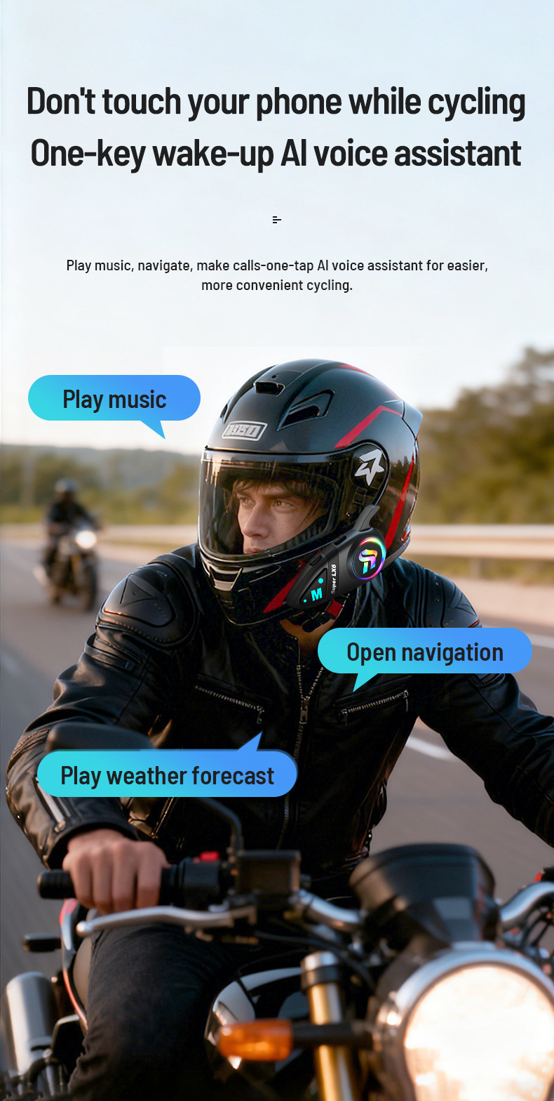 Motorcycle helmet Bluetooth headset LX6, waterproof, noise-reducing, four sound effects, riding headset, direct factory supply, samples available