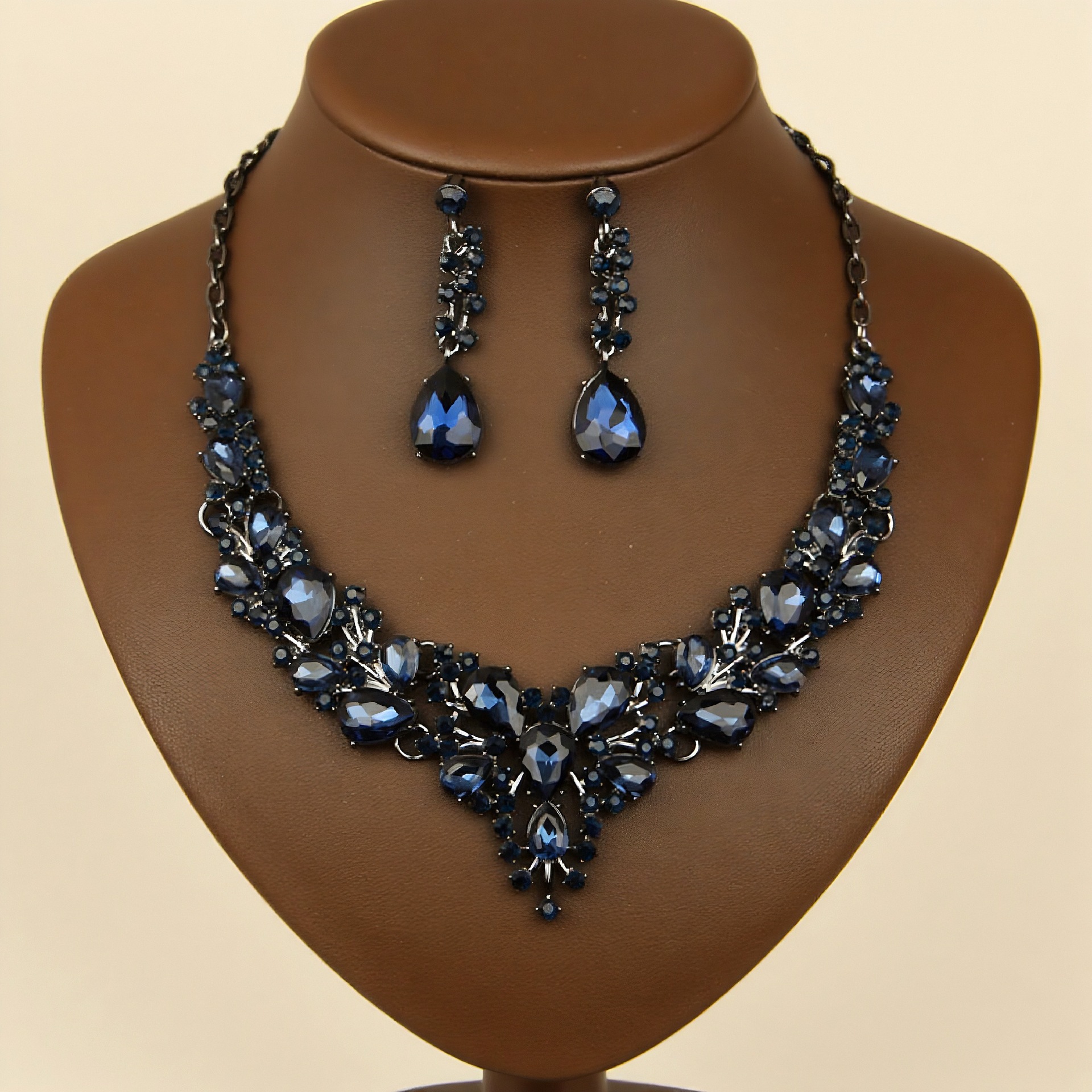 Collar de Novia de Lujo con Incrustaciones de Diamantes en Forma de Gota de Agua, Conjunto de Dos Piezas, Collar Nuevo con Pedrería, Ideal para Bodas