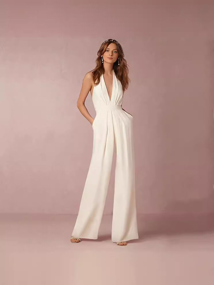 Mono casual de primavera para exportación europea y americana 2025 Amazon ebay mono sexy sin mangas con cuello halter. image 3