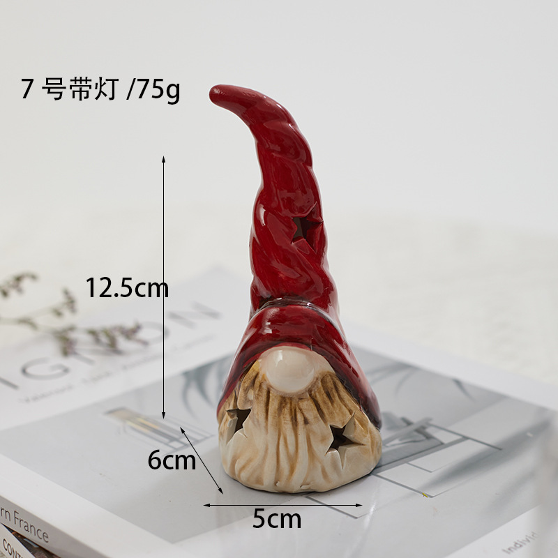 Nuevos productos transfronterizos de Navidad cerámica retro decoración de nieve hombre viejo alce escritorio con luces decorativas regalos