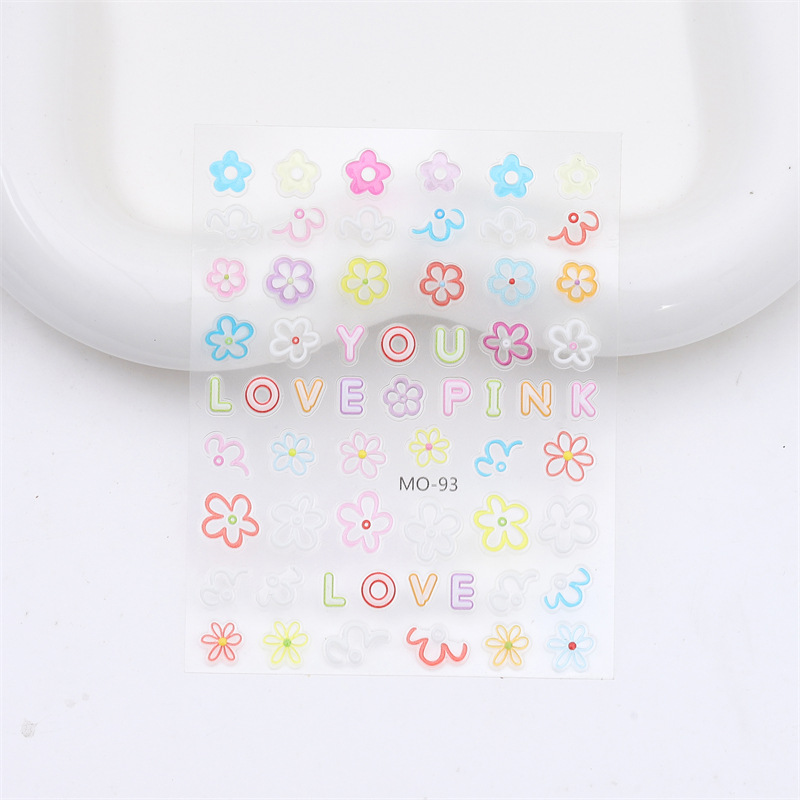 Nueva artesanía uñas arte tridimensional jalea alivio pegatinas dopamina flor estrella amor 3D impermeable uñas pegatinas