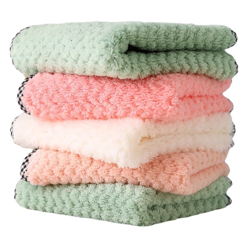Wholesale hanging pineapple Grid Edge covered rag small square towel absorbent rag lint-free hand towel kitchen dish towel