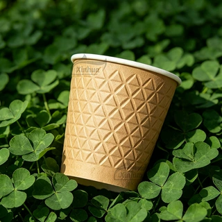 压纹咖啡杯子一次性奶茶纸杯印字高级菱格纹热饮外带打包杯