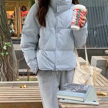 baby蓝高领羽绒服女2025新款冬韩版小个子宽松短款加厚白鸭绒外套