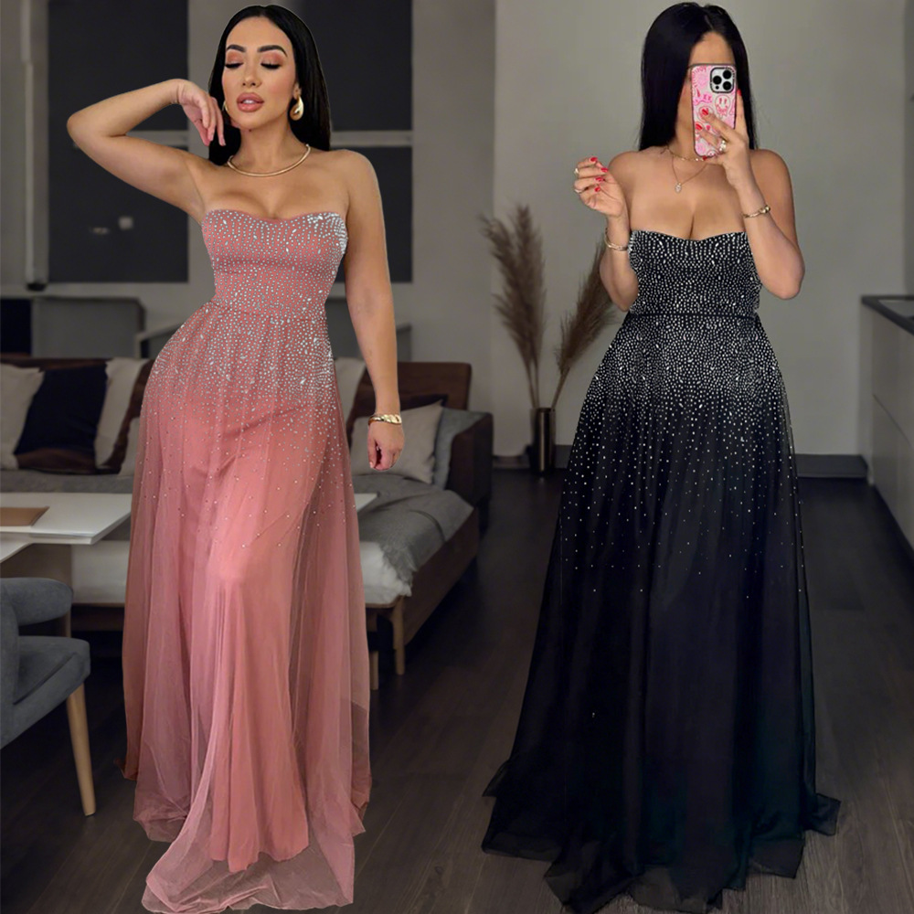 Strapless Bodycon Bandage Dress With Rhinestone Detail For Night Out Party Cocktail Club_ecoleips.com