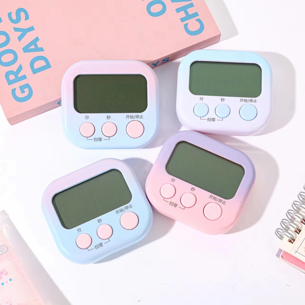 새로운 그라디언트 XHB 타이머 주방 타이머 알람 시계 학생 스톱워치 학습 시간 관리 알림