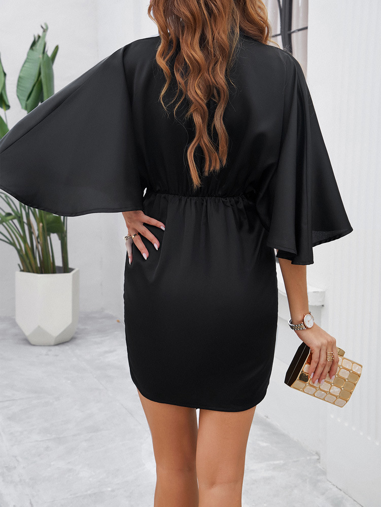 Women's Regular Dress Elegant V Neck 3/4 Length Sleeve Solid Color Knee-Length Daily display picture 6