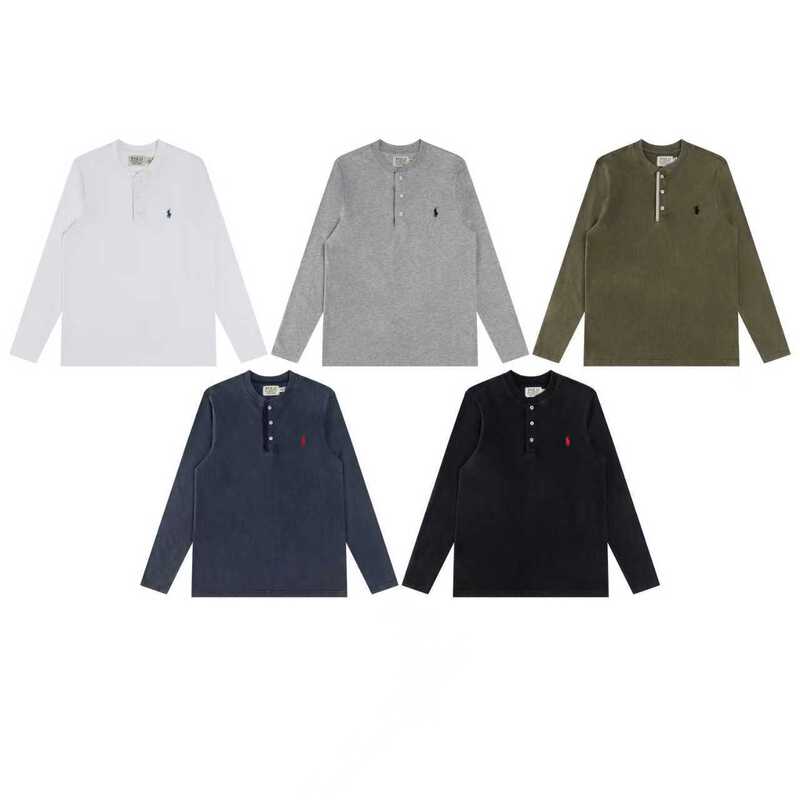 Ralph Lauren 拉夫劳伦重工磨毛亨利立领开胸长袖打底衫 薄款卫衣|undefined