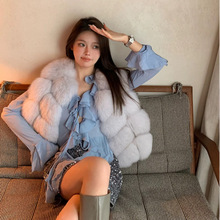 【NEW】网红同款白茶马甲 2024新款年轻狐狸毛整皮短款皮草马甲女