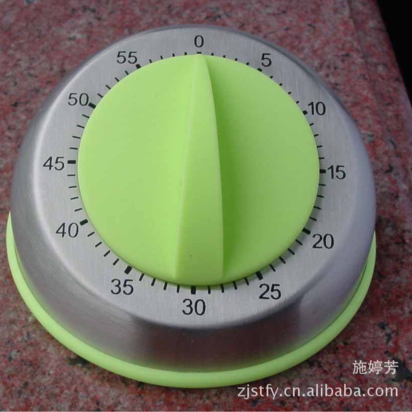 En stock fuente de cocina temporizador de dibujos animados de acero inoxidable Mesa Redonda temporizador Negro